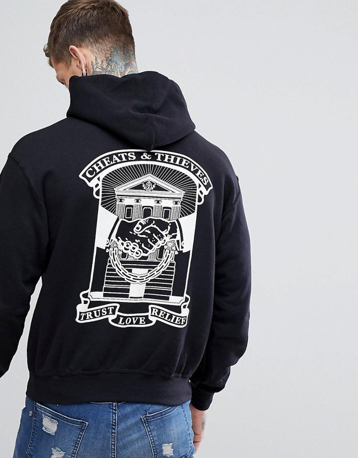 Cheats And Thieves Handshake Back Print Hoodie - Black