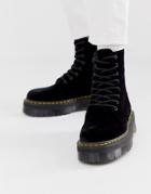 Dr Martens Jadon Platform Boots In Velvet - Black