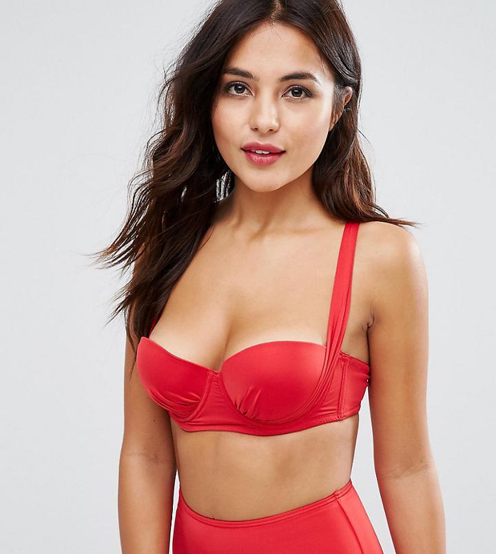 Wolf & Whistle Slinky Strappy Back Bikini Top B-g Cup - Red
