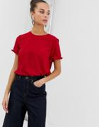 Pieces Dori Frill Sleeve Top - Red
