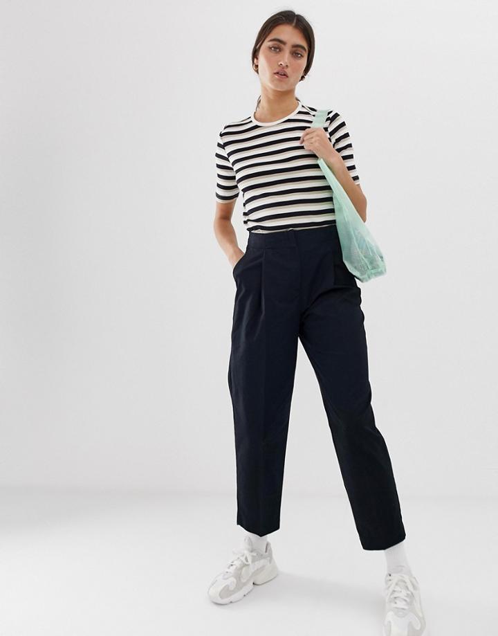 Monki Structured Peg Leg Pants In Black