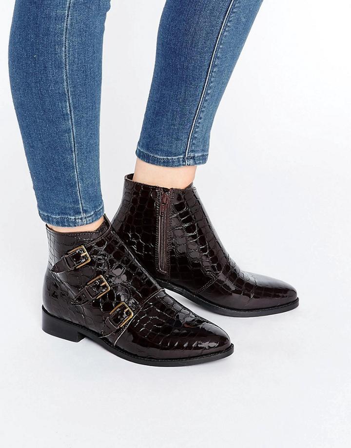 Asos Altair Leather Ankle Boots - Brown