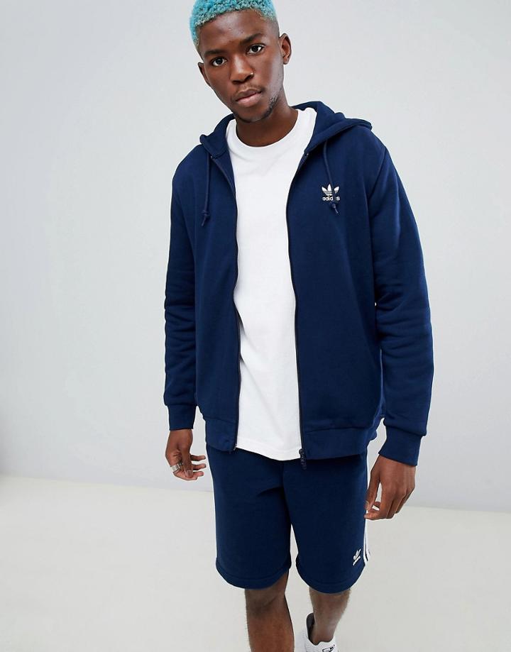 Adidas Originals Trefoil Hoodie In Navy Dn6013 - Navy
