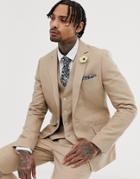 Gianni Feraud Wedding Slim Fit Linen Plain Jacket - Gray