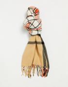 Asos Design Mixed Plaid Scarf With Tassels-multi
