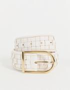 Topshop Wide Weave Belt In Brown