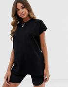 Asos Design Oversized Cap Sleeve T-shirt In Black