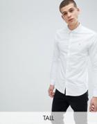 Farah Tall Brewer Slim Fit Oxford Shirt In White - White