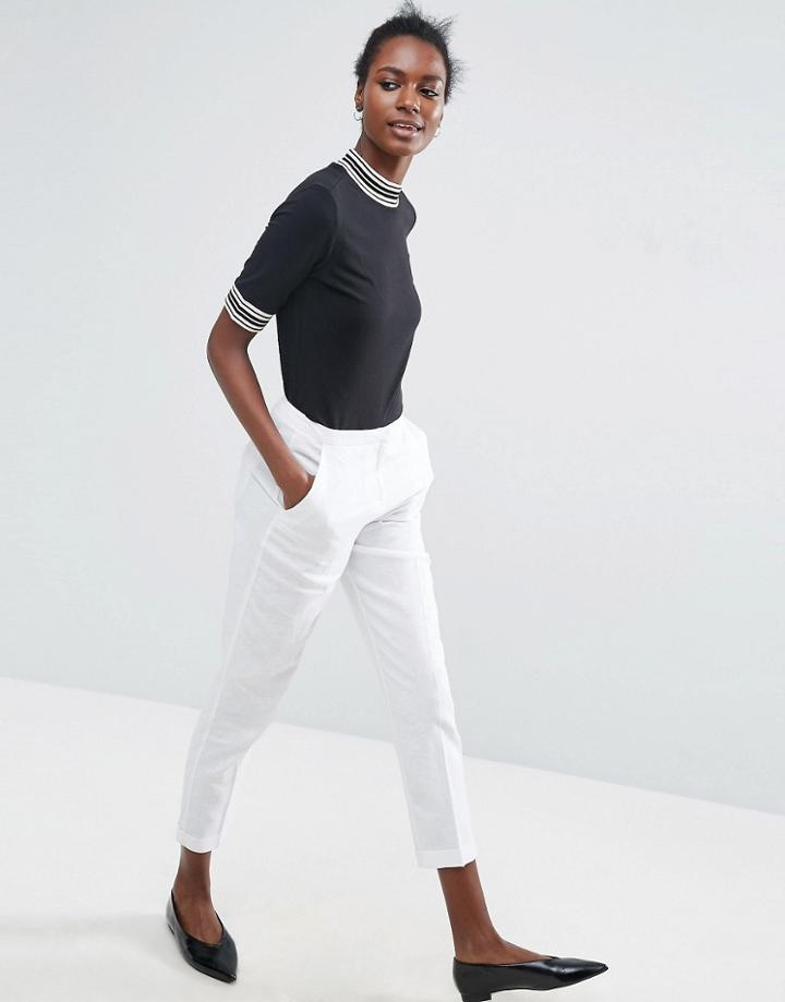 Asos Linen Cigarette Pants - White