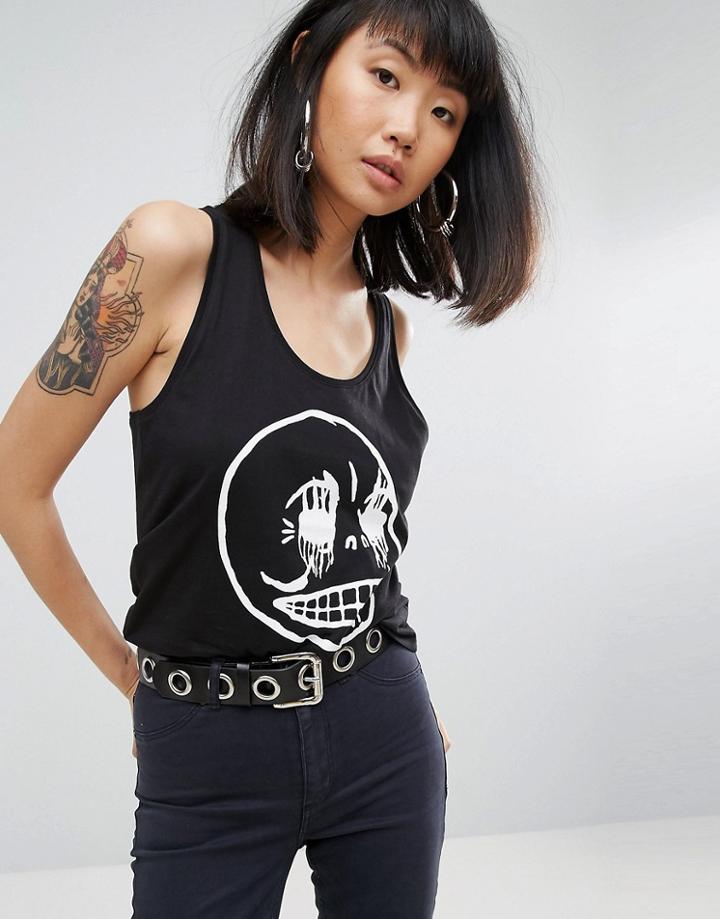 Cheap Monday Corpse Skull Fling Tank - Black