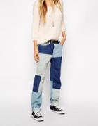 Noisy May Kim Patched Boyfriend Jeans - Blue