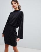 Vila Glitter Batwing Mini Dress-black