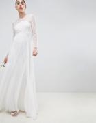 Asos Edition Wedding Dress With Delicate Lace - Cream
