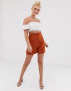 Miss Selfridge Tailored Shorts With High Waist In Rust