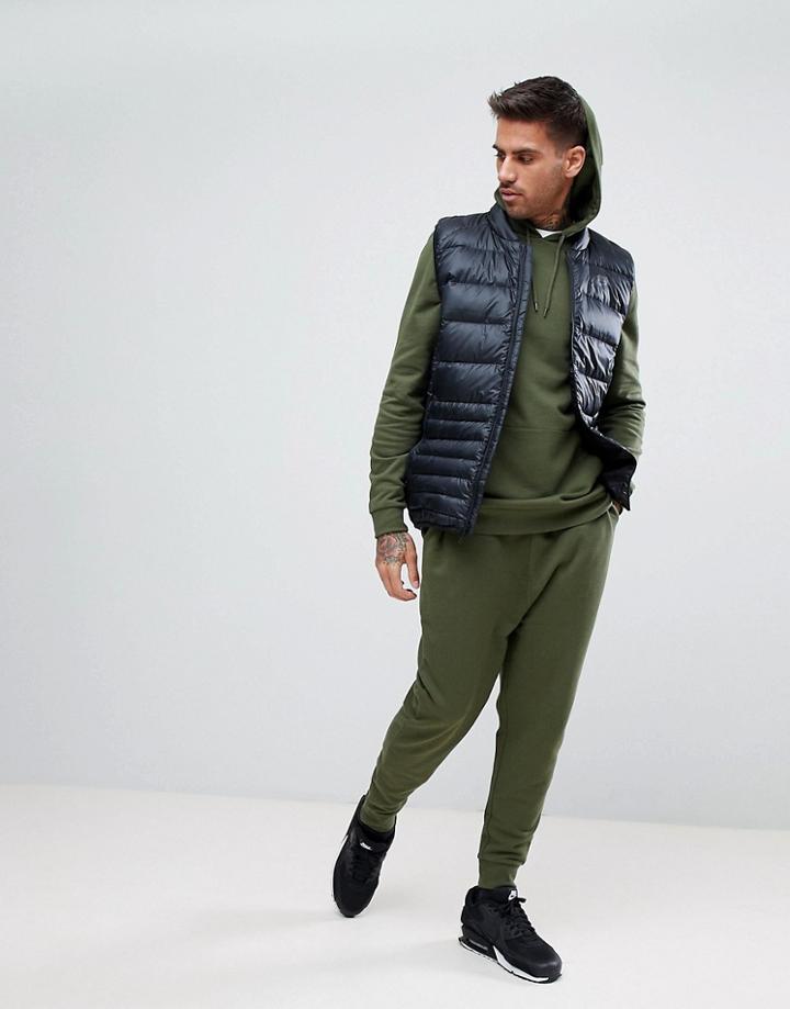 Asos Tracksuit Longline Hoodie/drop Crotch Joggers In Khaki - Green