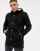 Troy Parka Jacket With Borg Inner - Black