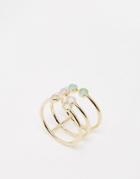 Orelia Caged Semi Precious Ring - Gold