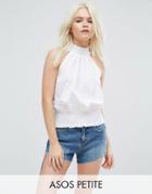 Asos Petite Cotton Shell Top With Shirring Detail - White