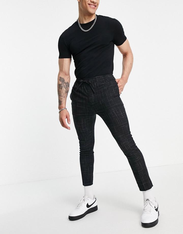 Asos Design Tapered Smart Sweatpants In Black Cross Hatch