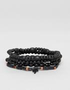 Classics 77 Palm Tree Beaded Bracelets In 3 Pack - Black