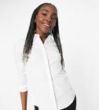 Asos Design Tall Long Sleeve Fitted Shirt In Stretch Cotton In White