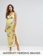 & You Nursing Floral Cross Back Cami Tea Dress - Yellow