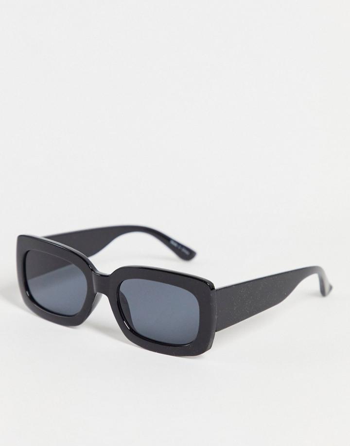 Pieces Retro Rectangular Sunglasses In Black