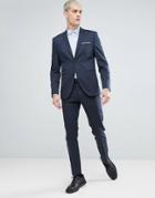 Selected Homme Slim Tuxedo Suit Jacket In Jacquard Weave - Navy