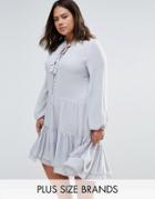 Alice & You Shirt Dress With Frill Hem - Gray
