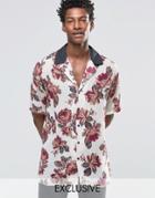 Reclaimed Vintage Revere Shirt In Floral Print And Reg Fit - Pink