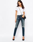 A-gold-e Sophie Low Waist Skinny Jean With Ripped Knee - Blue