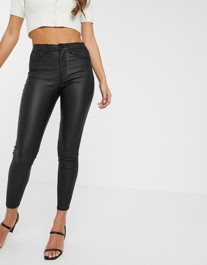 Stradivarius Push Up Coated Jeans In Black - Black