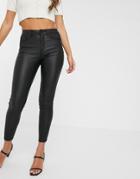 Stradivarius Push Up Coated Jeans In Black - Black
