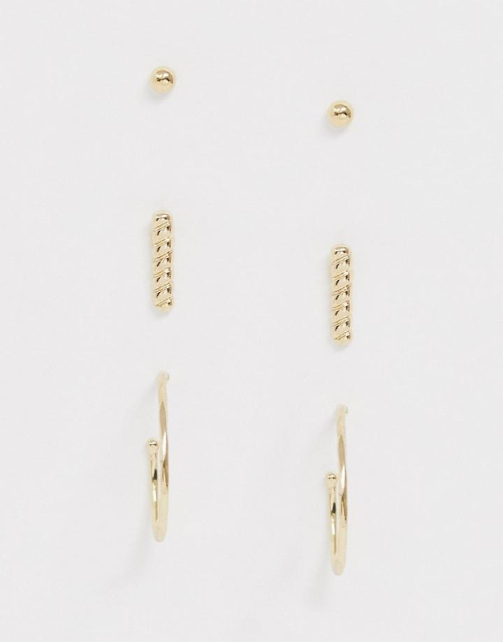 Pieces Multi Pack Stud And Hoop Earring-gold