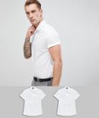Asos Design Short Sleeve Slim Shirt 2 Pack In White Save - Multi