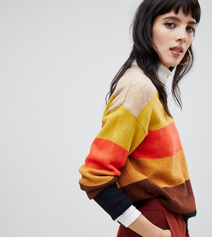 Warehouse Crew Neck Sweater In Stripe - Multi