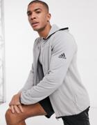Adidas Training Zip Though Hoodie In Gray-grey