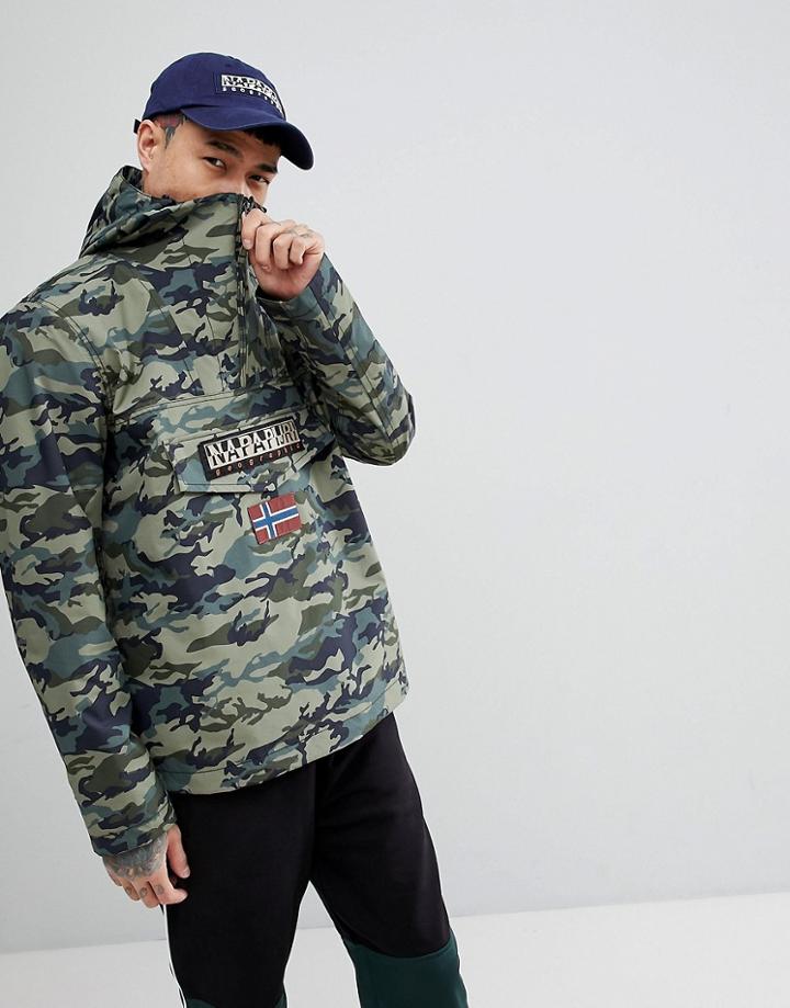 Napapijri Rainforest Jacket In Camo Print - Green