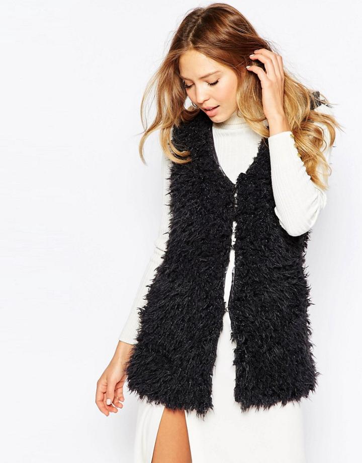 Ichi Faux Fur Vest - Gray