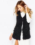 Ichi Faux Fur Vest - Gray