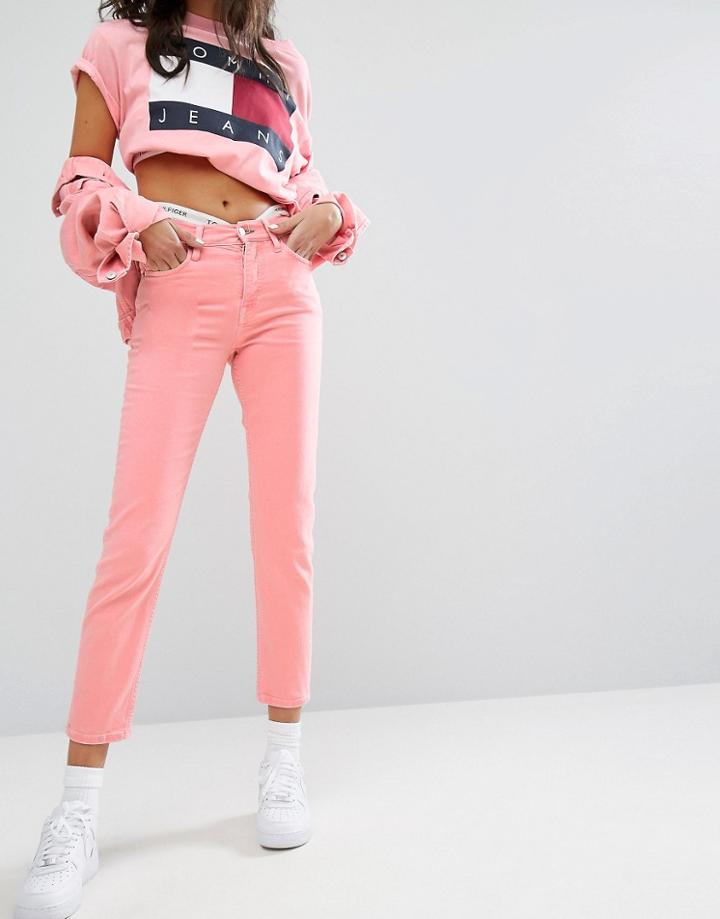 Tommy Jeans High Waist Crop Straight Leg Jean - Pink