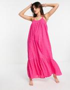 Accessorize High Neck Beach Maxi Dress In Pink