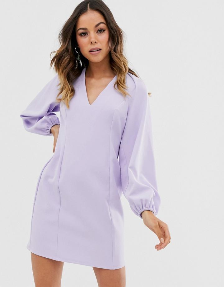 Asos Design Cape Sleeve Open Back Mini Dress - Purple