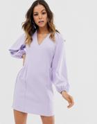 Asos Design Cape Sleeve Open Back Mini Dress - Purple