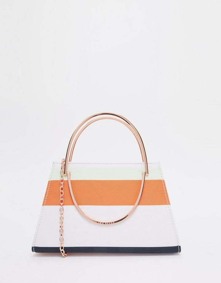 Ted Baker Stripe Clutch Bag With Handle Detail - Lilac