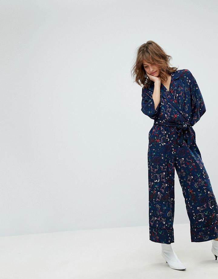 Monki Dragon Print Jumpsuit - Black