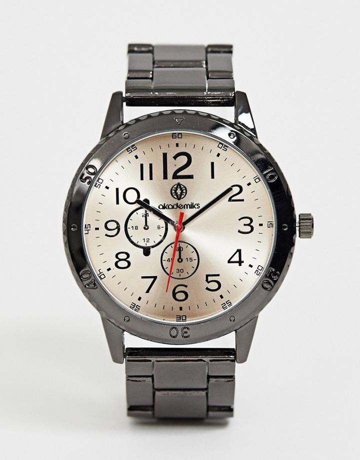 Akademiks Mens Bracelet Watch With White Dial - Black