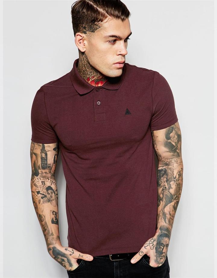 Asos Muscle Pique Polo With Embroidery In Brown - Brown