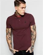 Asos Muscle Pique Polo With Embroidery In Brown - Brown