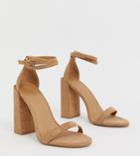Asos Design Highlight Barely There Block Heeled Sandals - Beige